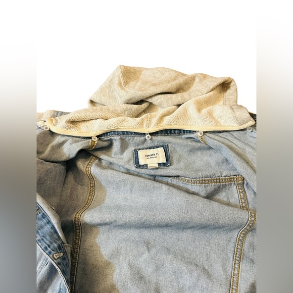 Forever 21 denim and sweatshirt jacket with removable good size large like new - Picture 3 of 5